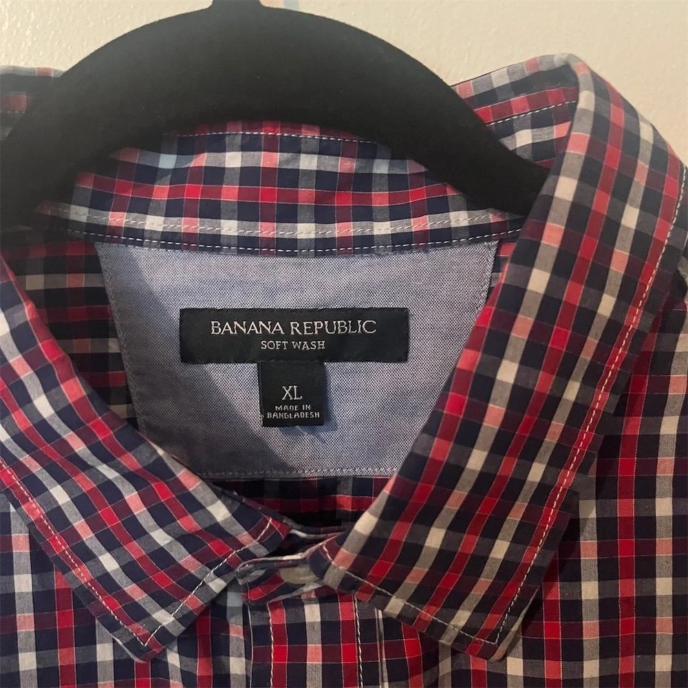 Banana Republic Men's Long Sleeve Plaid Button-Down Shirt XL‎